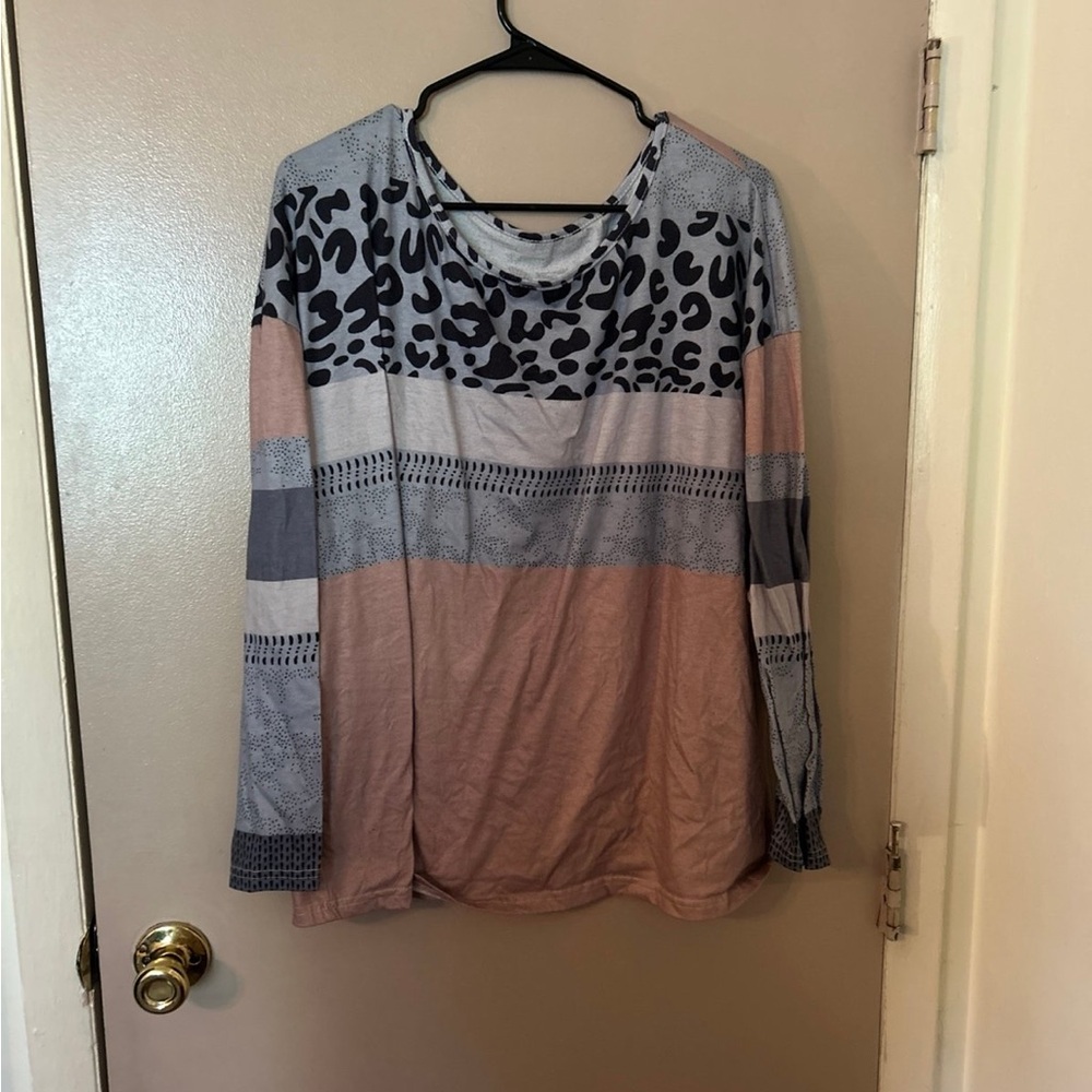 SHEIN Multicolor Patterned Long Sleeve Top